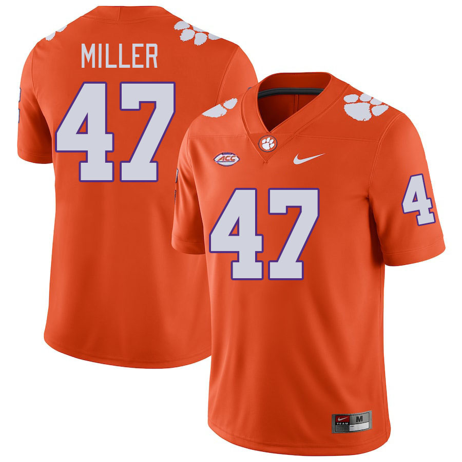 Men #47 Boston Miller Clemson Tigers College Football Jerseys Stitched-Orange